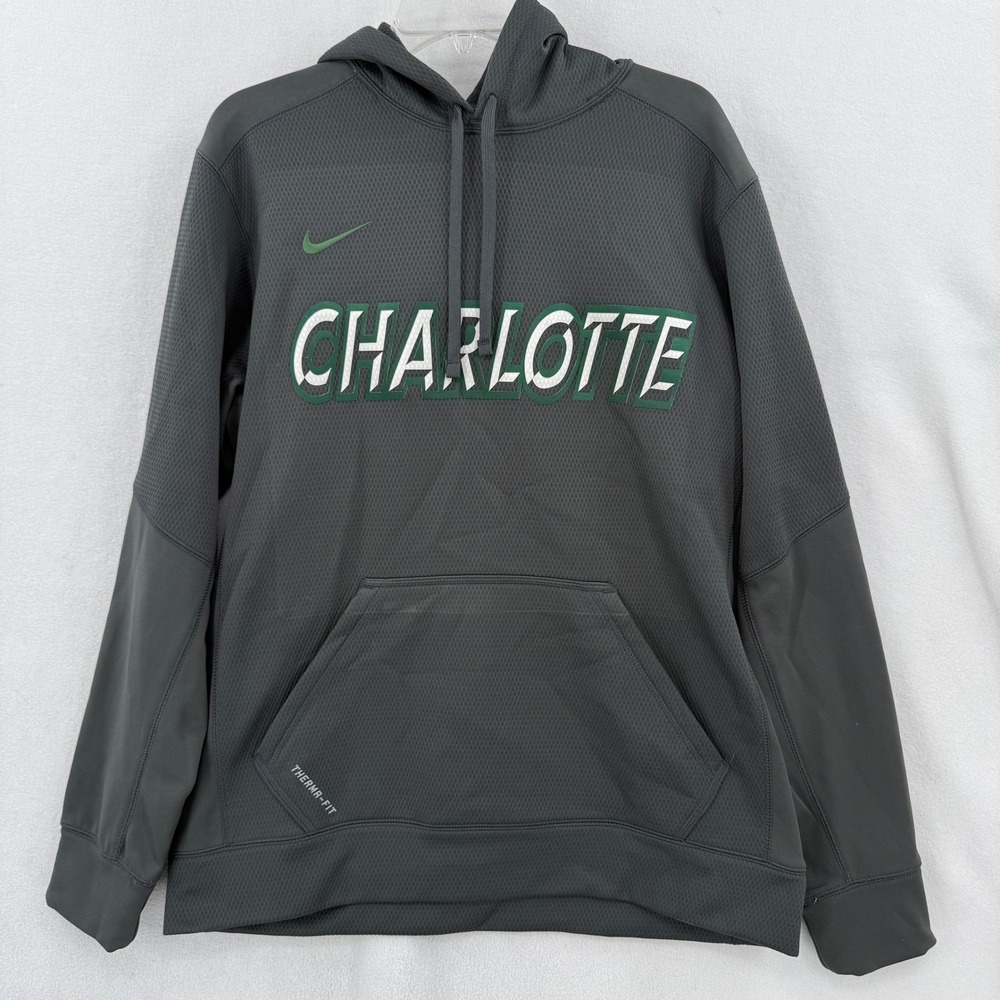 Nike UNC Charlotte 49ers Hoodie Mens Size Large Gray Green Therma-FIT  Pullover